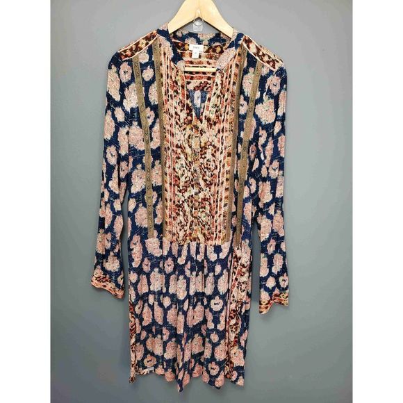 Anthropologie Women's Tiny Paquerette Boho Shirt Dress Size Medium - Picture 3 of 10